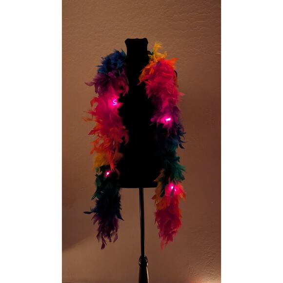 💜Rainbow Feather Boa with LED Lights – 75” – Festival, Pride, Costume Flair - Picture 5 of 5